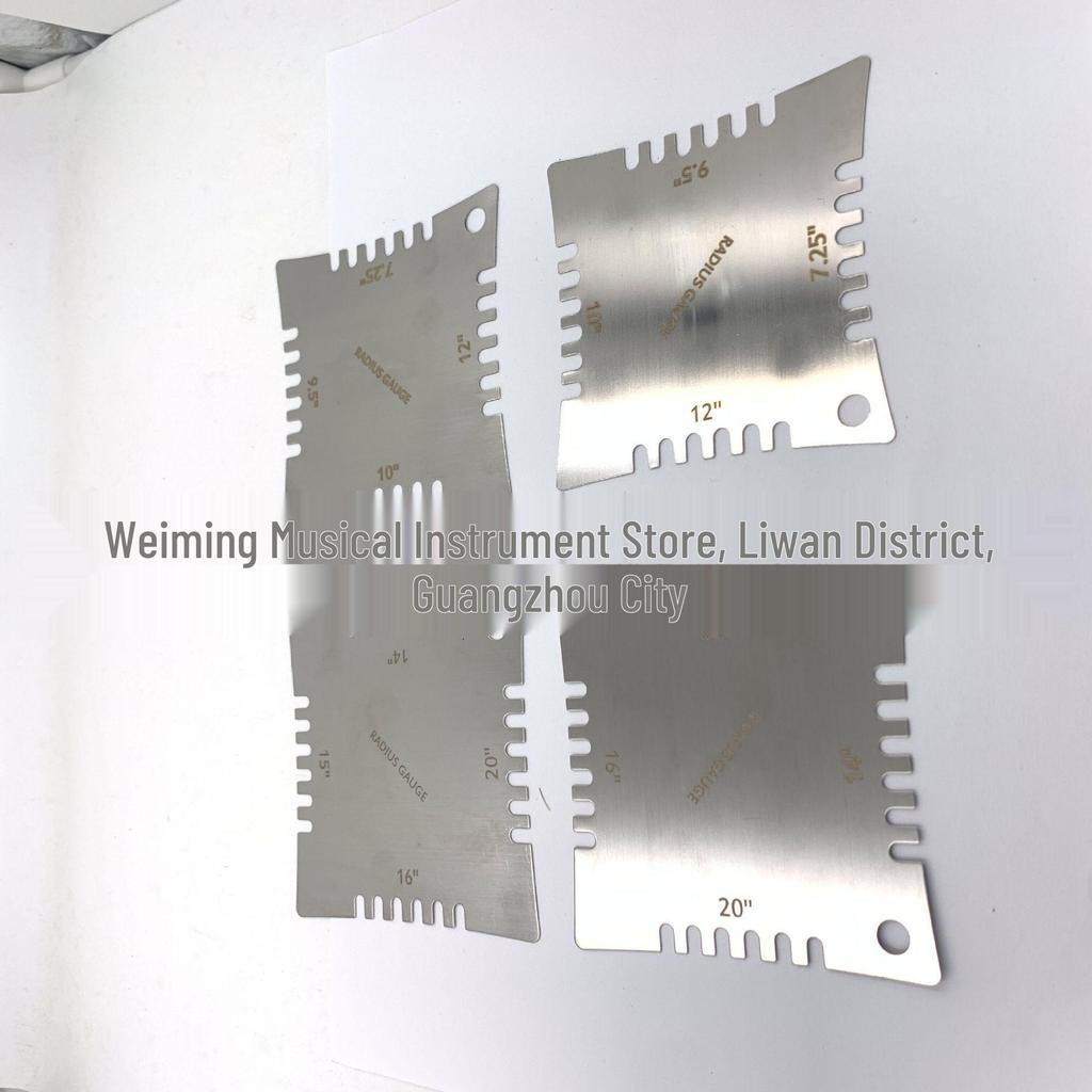 4-Piece Stainless Steel Guitar Fretboard Radius Gauge & Toothed Ruler Set for Maintenance
