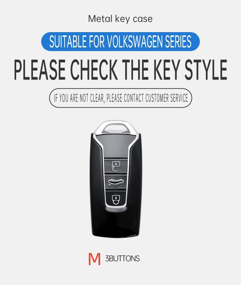 For VW Suede Leather Car Key Case Protector Shell Fob for for VW Volkswagen Touareg 2019 2020 2021 2022 2023 Auto Keychain Acc