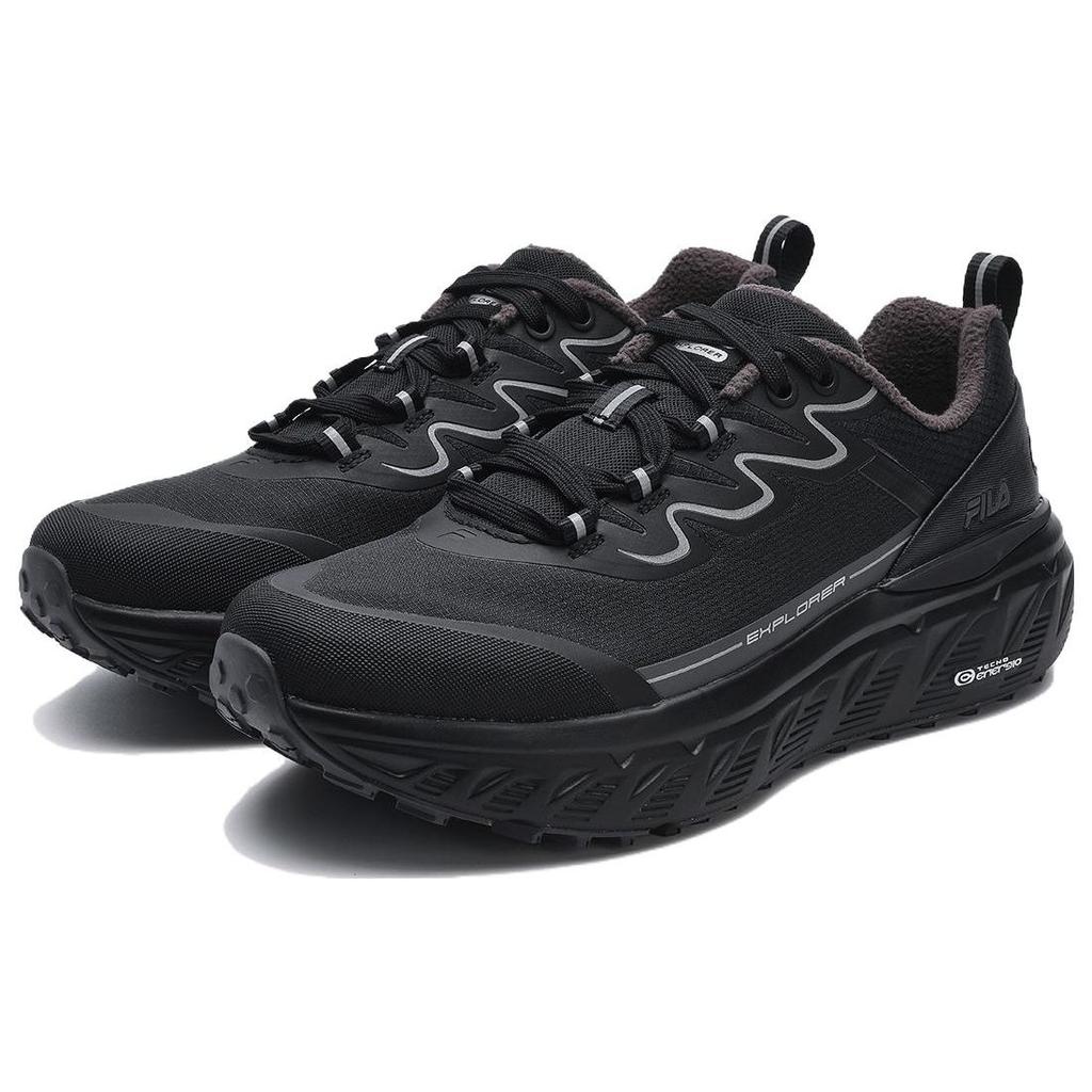 Fila Explorer We Mesh Fleece Casual Comfortable Shock Absorbing Wear Resistant Low Top Hiking Shoes Men Hiking Shoes Black A12M341218FBB