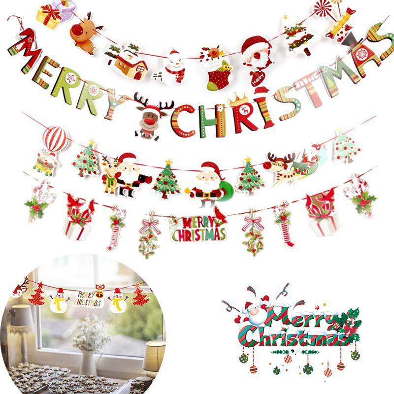 Праздничный рождественский дух, флаг-гирлянда, украшение, Санта-Клаус, украшение для вечеринки