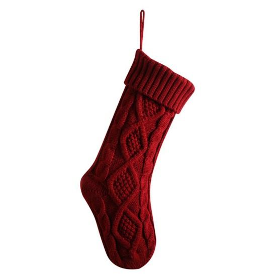 Рождественский мешок конфет Вязаный узор ромба Подарочный пакет большой емкости Декоративные носки Висячие чулки Рождественские елочные украшения Рождественские украшения Опора