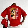 Plus Size One Piece Anime Printed Men and Women Tshirt Casual Parent Child Top Fashion Y2K Harajuku Style Summer Street Wear
