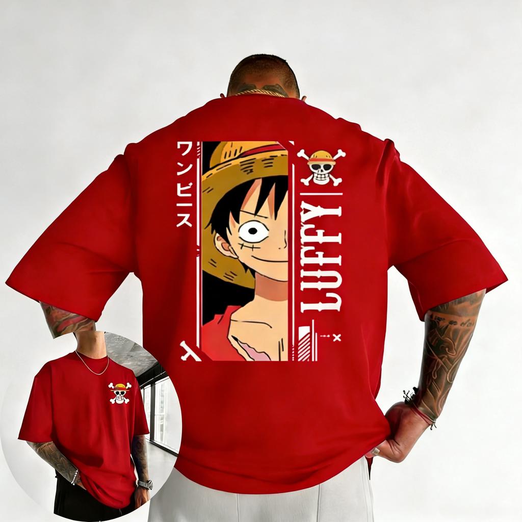 Plus Size One Piece Anime Printed Men and Women Tshirt Casual Parent Child Top Fashion Y2K Harajuku Style Summer Street Wear