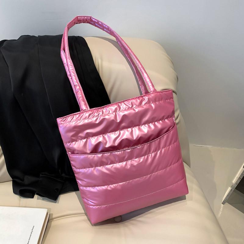 Trendy Street Style Cotton Tote Bag For Women Large Capacity Zippered Handbag