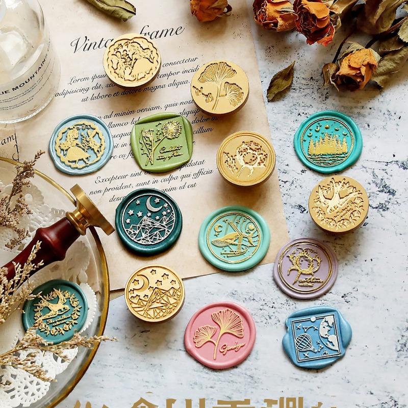 Ретро-печать из сургуча, набор для анимационного сериала, гравированная латунная глава, диаметр 2,5-3 см, набор печатей, старинная сургучная печать