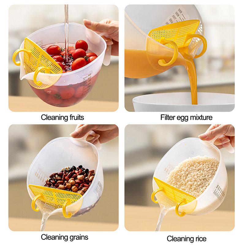 Egg Liquid Baking Filter Measuring Graduated Cup Multi-functional Cleaning Vegetable Fruit Rice Beans Kitchen Tools