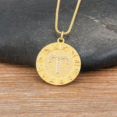 Nidin New Hot Sale 12 Constellation Drop Pendant Necklace Gold Plated Jewelry Collar Clavicle Choker Birthday Gift for Women Men