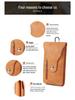 PU Leather Double Layer Mobile Phone Waist Bag for Men - Slim, Multifunctional Vertical Belt Bag for Construction Work