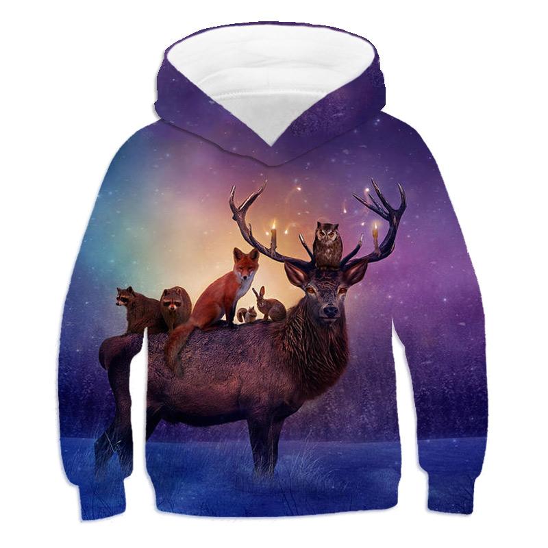 Рождественские толстовки с капюшоном Санта-Клауса с 3D-принтом, подарки от лося, толстовки для мальчиков и девочек, унисекс, толстовка с капюшоном, детская мода, милое пальто большого размера