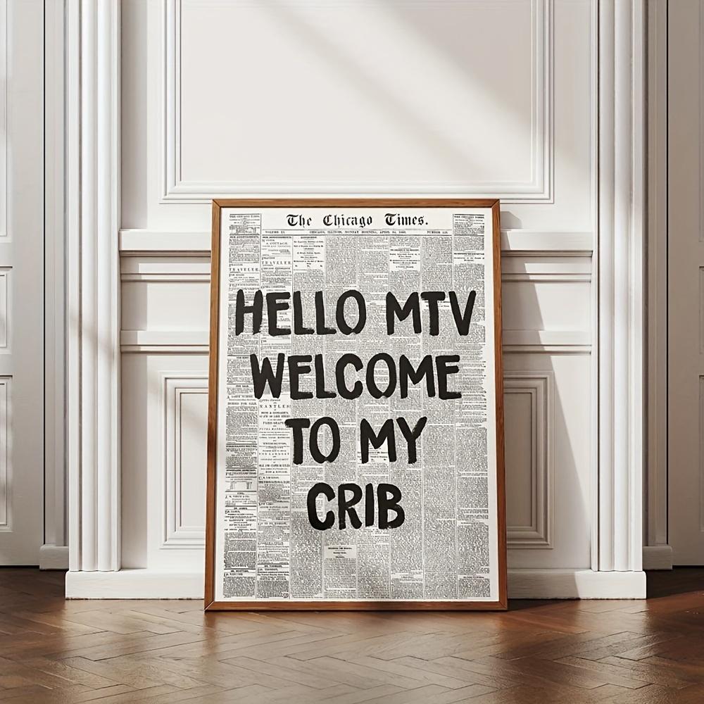 1 шт. Ретро-постер 70-х годов «Привет MTV, добро пожаловать в мой дом» с типографикой, классический современный стиль Ар-деко, 19,7x27,5 дюймов, без рамы, холст с чернилами
