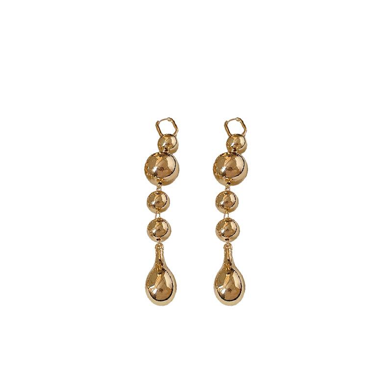Exaggerated round water droplets, fringed ear buckles, European and American long earrings, a cold wind temperament earrings woman
