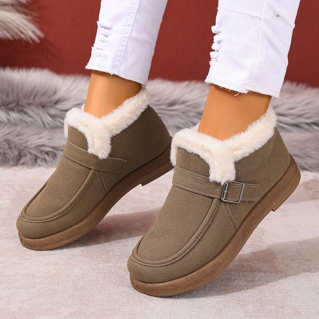 Women's Faux Suede Snow Boots With Fuax Fur Lined Outdoor Casual Fuzzy Ankle Boot Winter Warm Walking Shoes Cozy Anti-Slip Short Bootiesfor Women