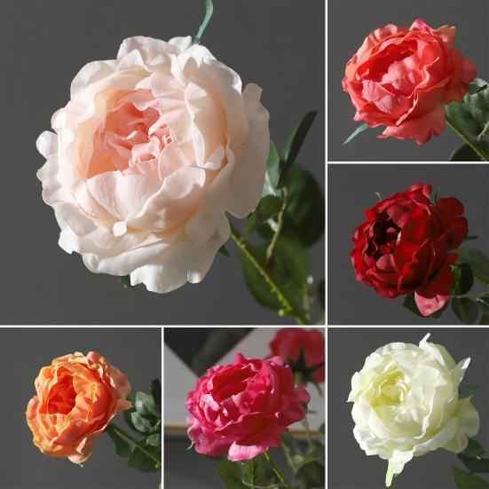 Artificial Rose Flower Fake Real Touch Rose with Stem Big Bloom Rose Branches for Wedding Bouquet Party Valentine's Day Floral