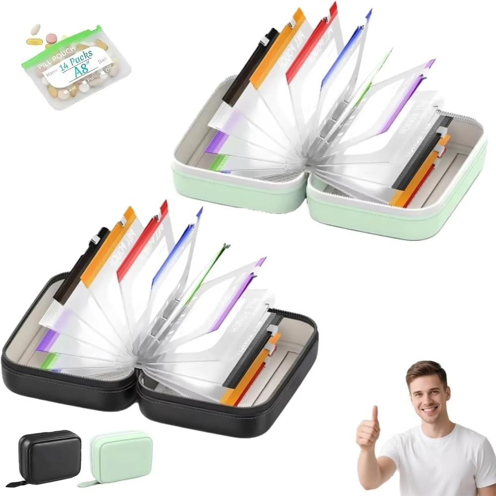 7/14PCS Waterproof Weekly Pill Organizer BPA-Free Medicine Pouch Set Travel Use
