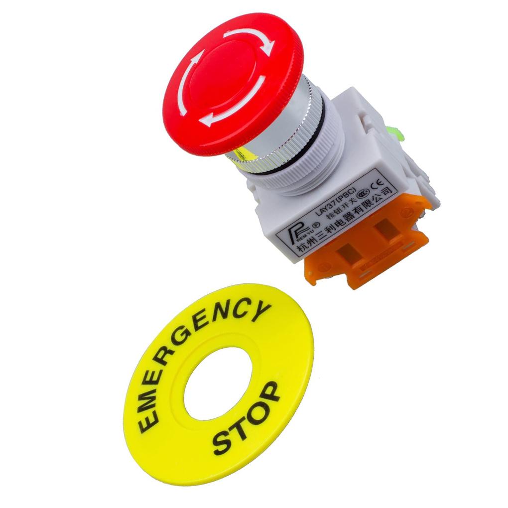 Красный грибовидный кнопочный переключатель аварийной остановки с фиксацией, монтажное отверстие 22 мм, кнопка аварийной остановки 1НО