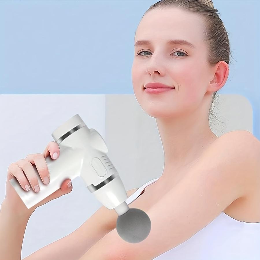 Портативный ручной 8-скоростной массажный пистолет с 12 сменными головками — для глубокого массажа тканей в поездках, офисе и дома.