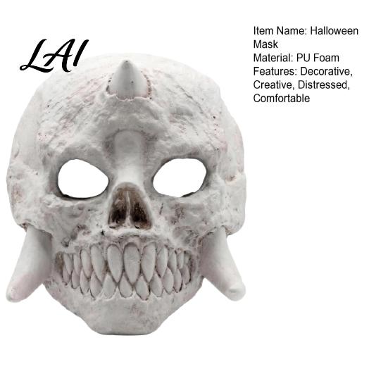 Scary Halloween Costume Mask Skeleton Mask Horror Fanged Skull Distressed Creepy for Parties Full Face Cosplay Party Props Vintage Style