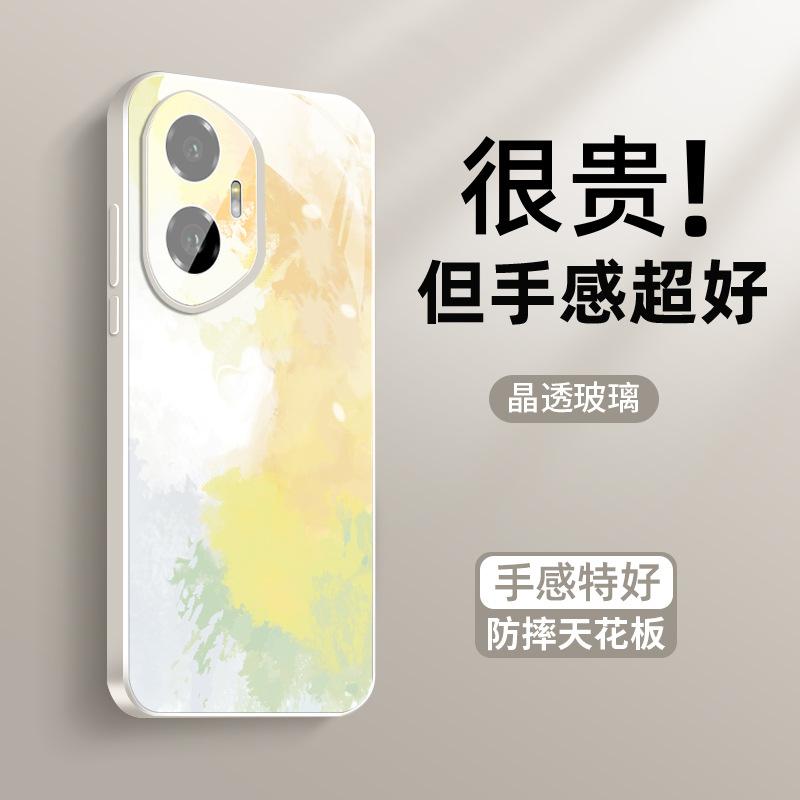 Применимо к чехлу для мобильного телефона Honor 300, новый акварельный дизайн Honor 300pro, стеклянный чехол с охлаждением 200 с зеркалом