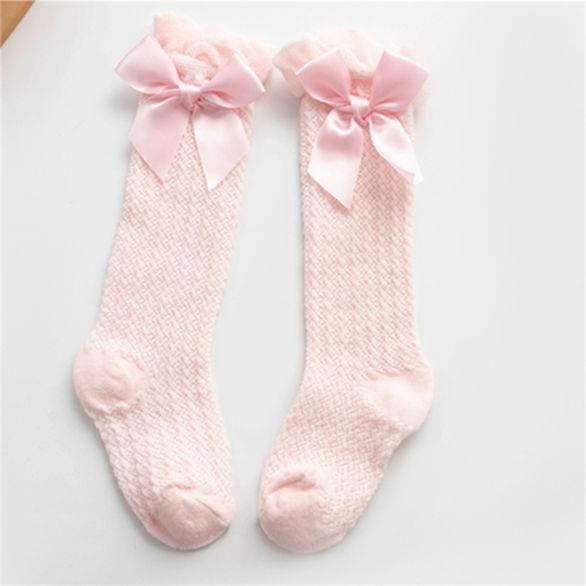Детские носки, гольфы для девочек, хлопковые зимние теплые детские носки с мягким бантом