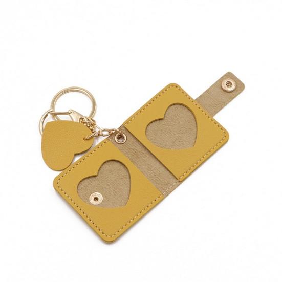 Family Photo Keychain Mini Album Faux Leather Personalized Picture Holder Retro Style Card Holder Key Ring
