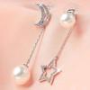 Luxury Imitation Star Moon Asymmetry Long Earrings Elegant Lady Jewelry KTJ