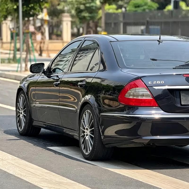 Для Mercedes Benz E-Class W211 2003-2008 Черные глянцевые наклейки на стойки ABC, Хромированные накладки на окна