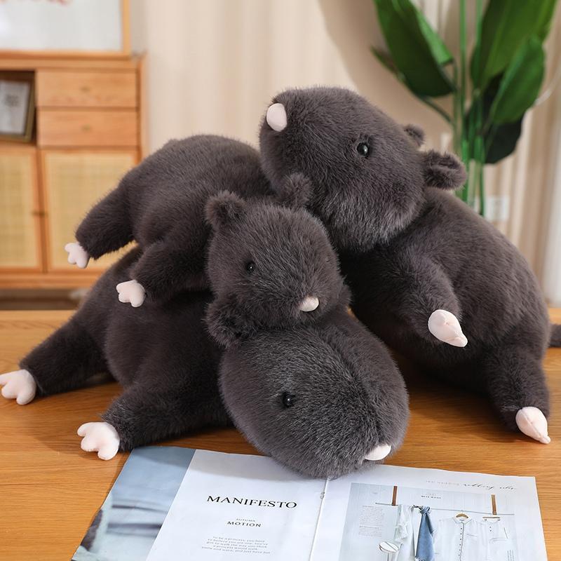 355070Cm Simulation Big Black Mouse Plush Toys Funny Lying Rat Pillow Stuffed Animal Dolls Interesting Room Decor Gift