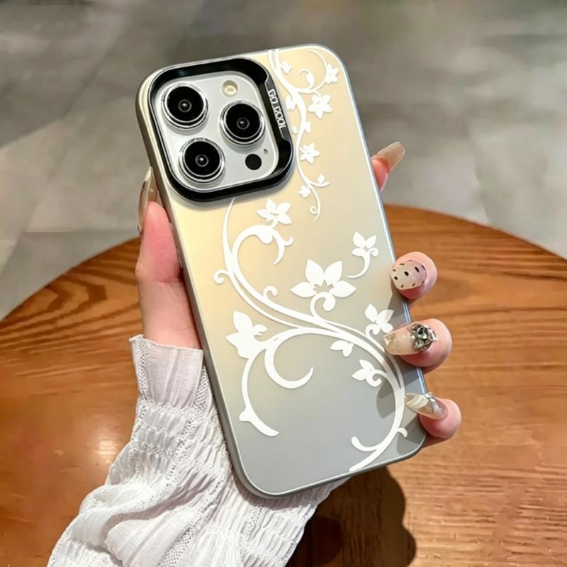 Минималистичный Элегантный Чехол для Телефона с Цветочной Лозой для iPhone 17 11 12 13 Pro Max 15 16 17 Plus 16E 17 Air X XR Ударопрочная Задняя Крышка