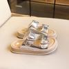 Тапочки для девочек с толстой подошвой, летние, с открытым носком, детские, повседневные, пляжные тапочки, модные, нескользящие, детские, вырезы, уличные тапочки, мюли