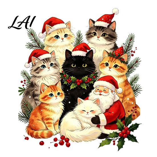 Christmas Window Clings Cat Static Cling Decal Waterproof PVC Festive Sticker Removable Decorations Easy Apply Decorative for Home Living