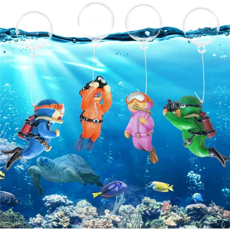 Floating Fish Tank Decorations, Aquarium Decorations, Lovely Diver Fish Tank Decorations, Floating Device Fish Tank Accessories