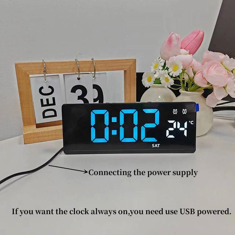 Цифровой будильник с голосовым управлением, TEMP, неделя 2, будильник, питание от USB, всегда включено, летнее время, повтор, настольные часы, ночной режим, 12/24 ч, светодиодные часы