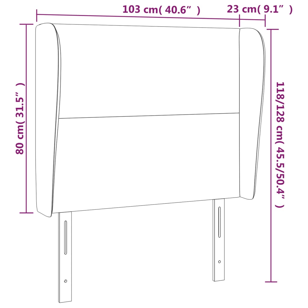 Headboard with Ears Gray 103x23x118 128 cm Faux Leather