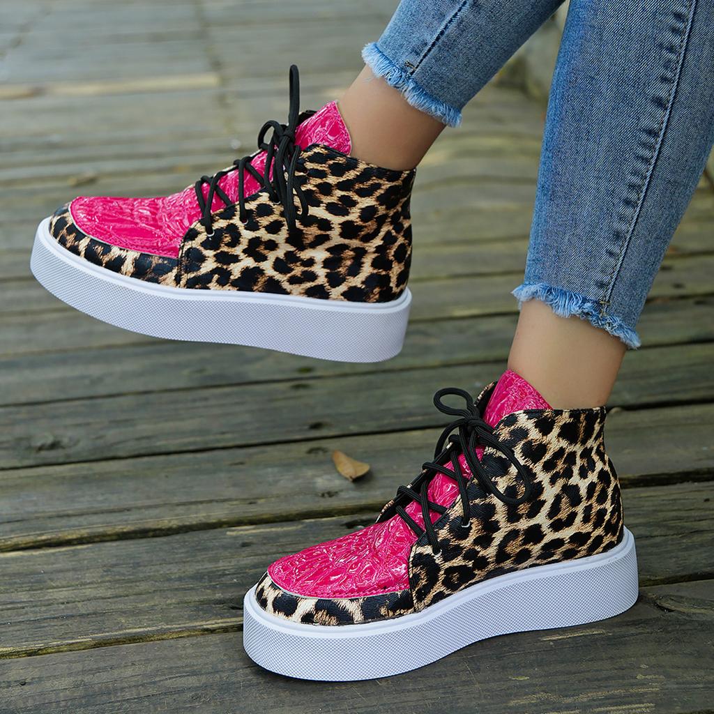 Women Sneakers Leopard Platform Ankle Designer Sneakers Casual Running Sport Shoes Autumn Walking Comfortable Shoes for Women