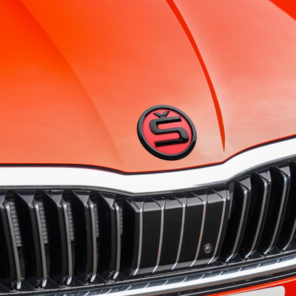 RBD4 For Skoda Yeti Octavia 2 3 a5 Fabia Kodiaq Karoq Superb Rapid S Car ABS 80/90/100mm Front Hood Badge Bonnet Emblem Trunk Sticker