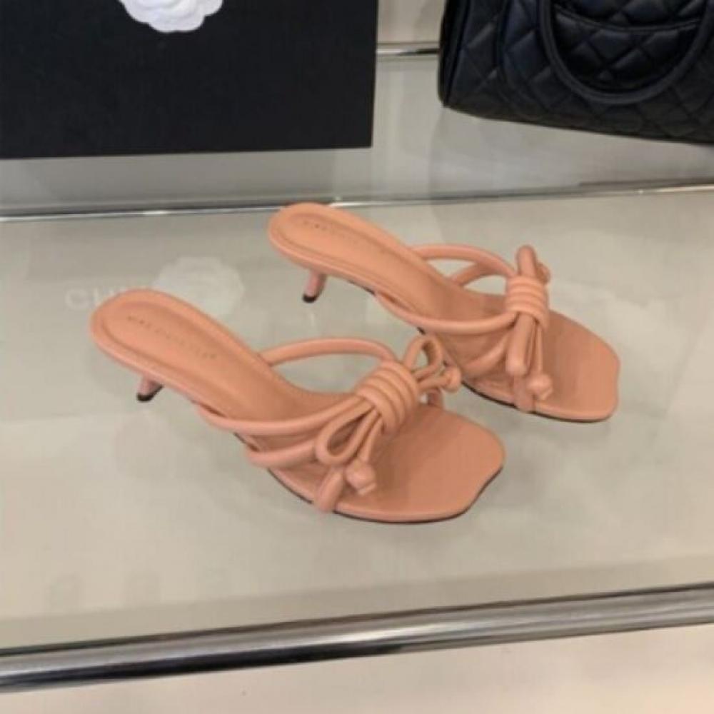 Melting Brown Women Summer Casual Note Ribbon Strap Mule Heel 3 Colors