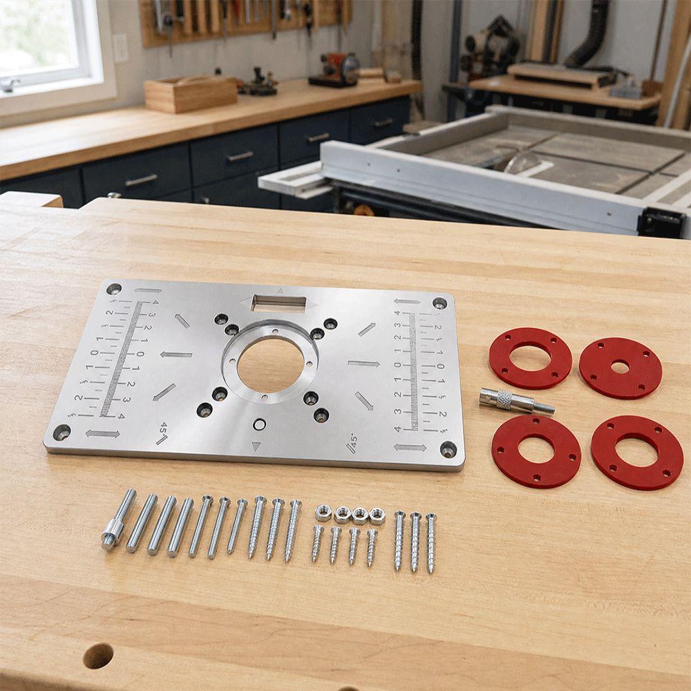 Red and Black Router Table Insert Plate Aluminum Alloy DIY Router Table Durable Flip Board Kit