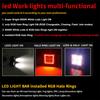 2x 3" Точечные светодиодные рабочие фары RGB Кольцо-гало Бегущий Многоцветный Пульт дистанционного управления