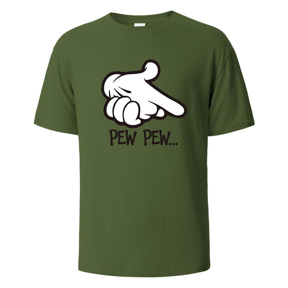 Pew Pew Print TShirt 100 Cotton Summer Tees For Men Women Oversize Casual Tops