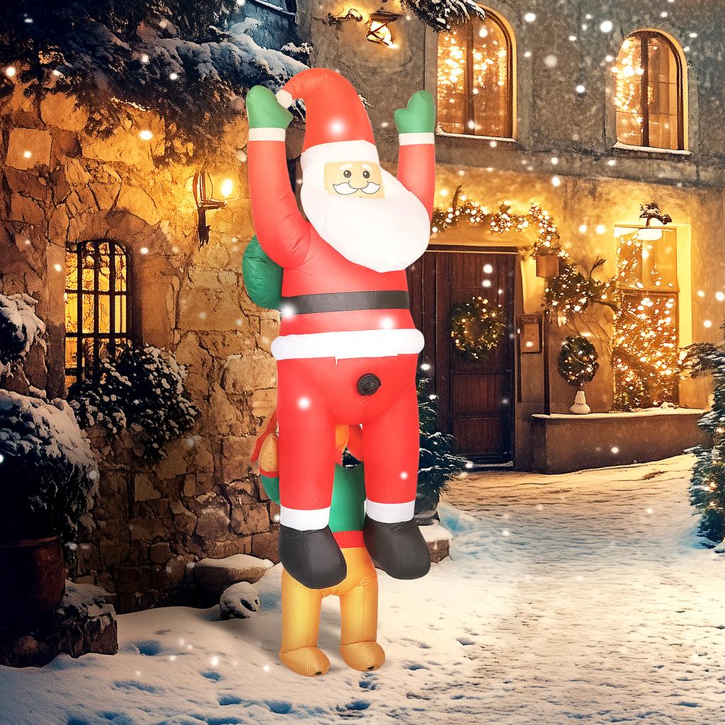 7FT Hanging Christmas Inflatable Santa with Dog, Christmas Blow Up Decoration with Built-in LED Lights for Garden, Indoor Outdoor Home Decor