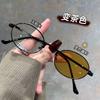 Color-changing retro gold silk edge myopia glasses can be matched with one degree, three-purpose sunglasses, no makeup artifact, whitening myopia glas
