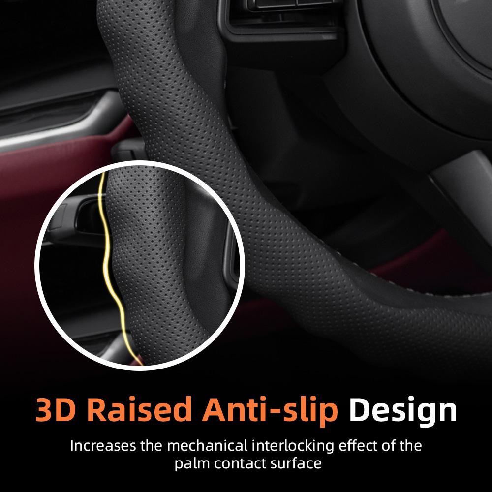 bpzsw1 Steering Wheel Cover Suitable for Ram, Wave-Shaped Sport Design, Breathable Leather, Segmented, Non-Slip, Sweat-Absorbent, for Pickup Promaster
