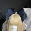 Ободок с волчьими ушами Хвост Девочки Косплей Аксессуары Звериные уши Синий Фурсьют Маскарад Хэллоуин Косплей Вечеринка