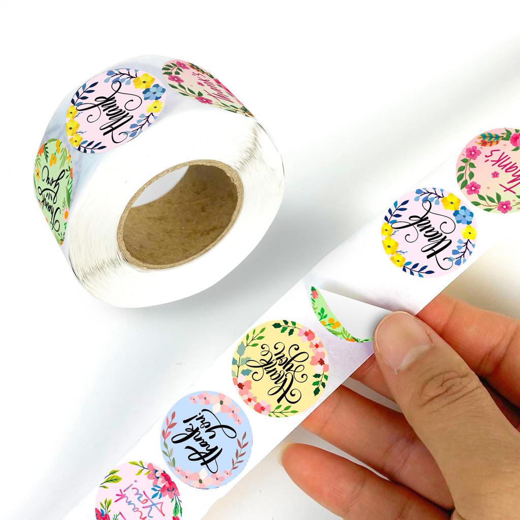 500 Pieces/roll In English Thank You Stickers Roll Stickers Material Decorative Materials Cute Sealing Stickers