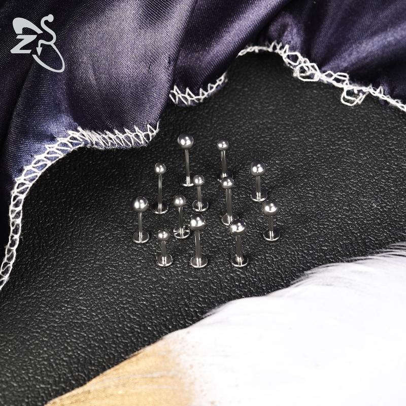 ZS 6 Pcs/lot Internal Thread 16G/18G Stainless Steel Labret Lip Piercing Men Ball Flat Back Earrings Cartilage Helix Piercings