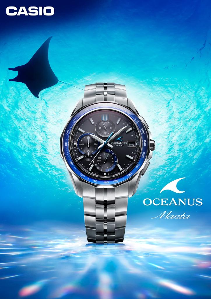 Часы Casio Oceanus Manta (OCW-S7000-1AJF) - Оригинальная японская модель, Bluetooth, Радиоуправляемые солнечные часы, Безель из сапфирового стекла, Мужские серебристые