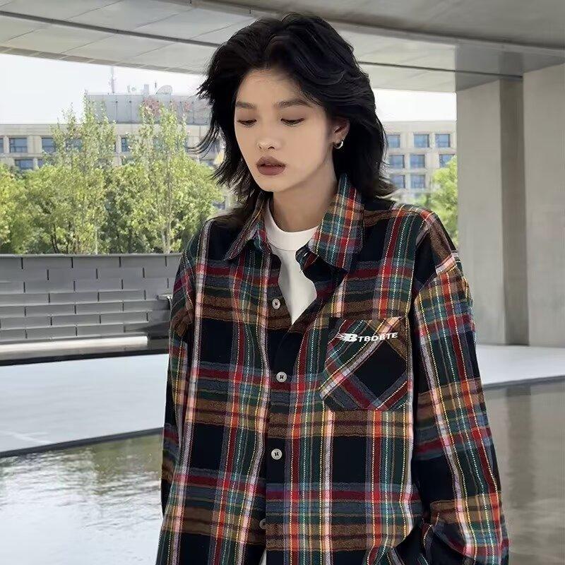 Рубашка с длинным рукавом с буквенным принтом 2024 года в японском стиле в стиле Гонконга, свободная рубашка для мальчиков, летнее модное универсальное повседневное пальто