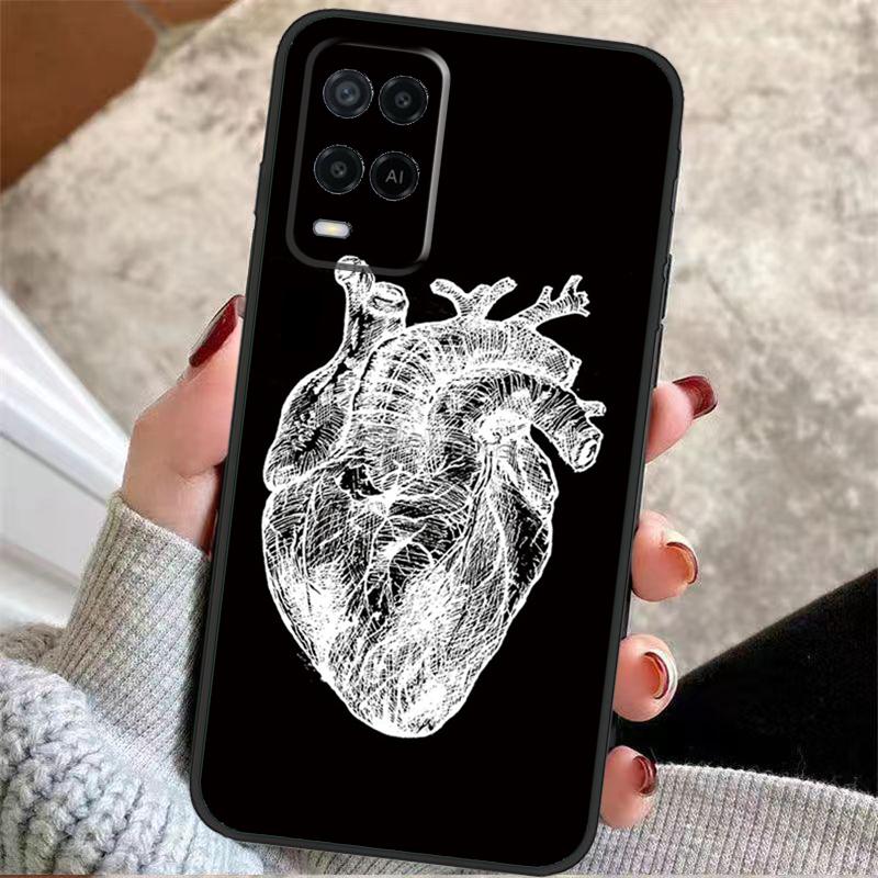 Человеческое сердце Анатомия Чехол для OPPO A72 A52 A54S A57S A17 A77 A74 A94 A5 A9 A53 A15 A16 A76 A96 A18 A58 A78 A98