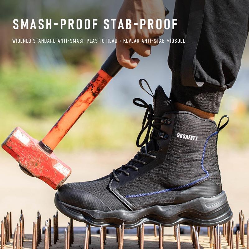 Неразрушимые рабочие ботинки со стальным подноском для мужчин, легкие, нескользящие, для улицы, охранные, безопасные, удобные