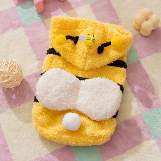 2026 Pet Kitten Clothes COS 3D Bee Transformation Dress Small Dog Autumn/Winter Velvet Clothes Dog Clothes